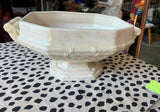 White Ceramic Iridescent Geometric Decorative Bowl