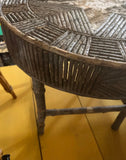 1970s Rustic Farmhouse Style Wooden Side Table With Star Design