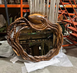 1970s Large Octopus Mirror Hand Carved Wood