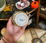 Vintage Small Asian Style Ceramic Vase With Gold Accents