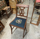 Wooden Mid Century Modern Carved Needlepoint Chair