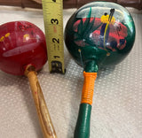Pair of Hand Painted Wooden Maracas
