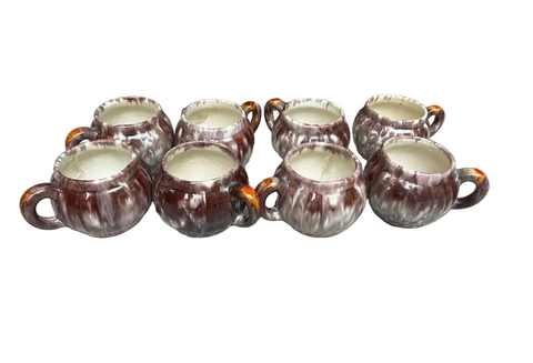 Collection of Vintage Purple Pottery Mugs- Set of 8