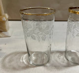 Collection of Gold Rimmed Glasses With Grape Details- Set of 4