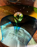 Trio of Green and Blue Glass Paperweights