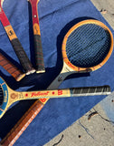 Collection of Vintage Miscellaneous Wooden Tennis Rackets With Red Accents