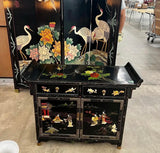 Asian Vintage Double Dresser With Figurative Accents