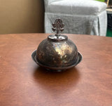 Silver Serving Tray and Decorative Dome With Floral Details