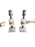 Vintage Pair of Marble Small Table Lamps