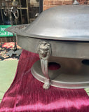 Large Silver Serving Platter With Warmer Plate, Lid, and Lion Details