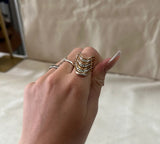 Gold and Silver Abstract Ring With Jewels