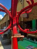 Red Wooden Vintage Hat/Coat Rack, Slight Condition Issue