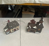 Pair of Christmas Village Ceramic Light Up Houses