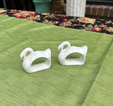 Pair of White Ceramic Swan Napkin Rings