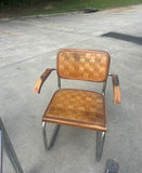Collection of Cantilever Marcel Breuer Leather Woven and Chrome Chairs- Set of 4