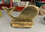 1970s Vintage Brass Whale Bookend