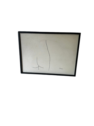 Minimalist Framed Picasso Nude Painting, Black and White
