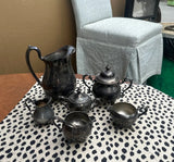 Vintage Patina Silver Tea Set- 9 Pieces Total