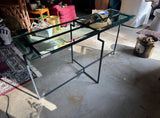 Post Modern Steel and Glass French 1950s Console Table
