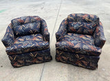 Chanel Inspired Dark Blue Navy Upholstered Wheat Swiveling Chairs