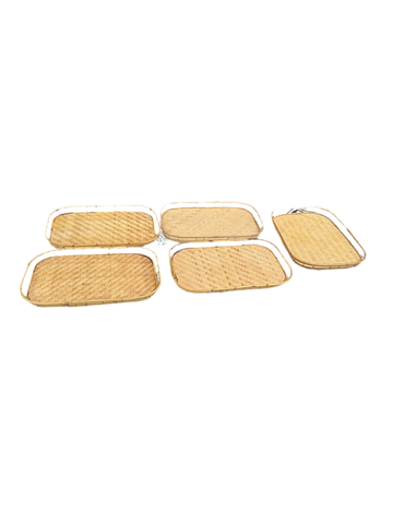 Collection of Wicker Bamboo Trays- Set of 5