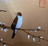 Asian Half Silk Screen With Bird Accents