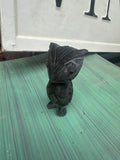 Hand Carved Black Stone Owl Sculpture