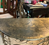 Vintage Metal Demilune Detailed Console Table