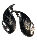 Vintage Siam Niello Teardrop Sterling Silver Clip On