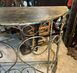 Vintage Metal Demilune Detailed Console Table