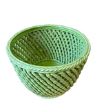 Vintage Green Basket Weave Ceramic Planter