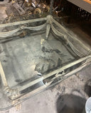 French Metal Scrolling White Coffee Table With Glass Top