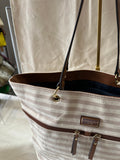 Tan Stripped Tommy Hilfiger Tote Bag