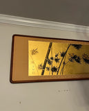 Gold Asian Style Artwork Wall Hanging in Wooden Frame
