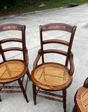 Antique Victorian Walnut Caned Dining Chairs- Set of 6