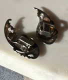 Vintage Siam Niello Teardrop Sterling Silver Clip On