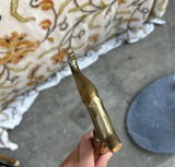 Wooden Cane With Brass Elephant Handle and Flower Accents