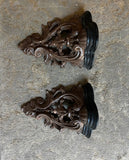 Pair of Brown and Black Wooden Wall Sconces/Bracket