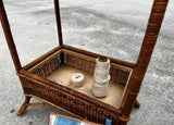 Large Woven Wicker Double Compartment Standing Sewing Basket
