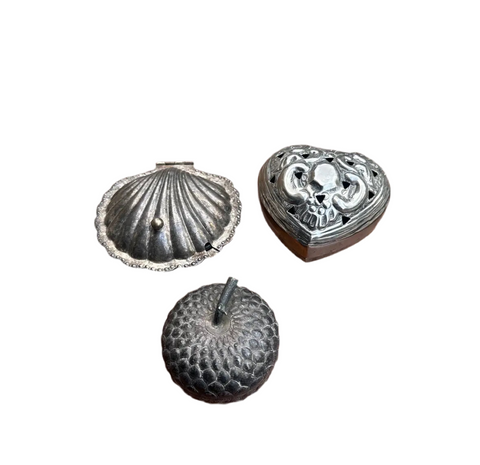 Vintage Instant Collection of Silver Catchalls- Set of 3 Including Heart, Shell, and Acorn