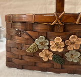 Hand Woven Basket With Flower Details