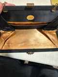 Small Black Hand Bag With Gold and Jewel Accents *Missing Jewels