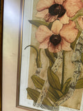 Antique Framed Signed Print of Pink Flower