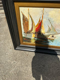 Large Framed Sailboat Painting Signed Ramey