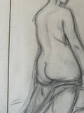 Charcoal Drawing of Nude Woman With Paper Frame Display