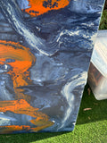 Blue and Orange Abstract Canvas Painting
