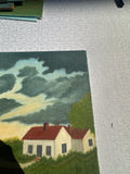 Farmhouse and Barn Countryside Landscape Painting on Canvas