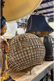 Large Sphere Brass and Crystal Chandelier