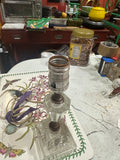 Vintage Small Glass Detailed Art Deco Lamp