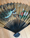 Large Vintage Mid-Century Chinoiserie Peacock Fan